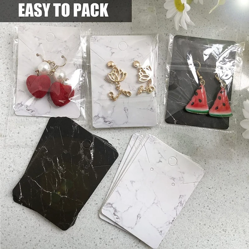 

Earrings and Necklace Display Cards Marble Design Earring Display Cards Holder Blank Paper Tags Displaying Hanger