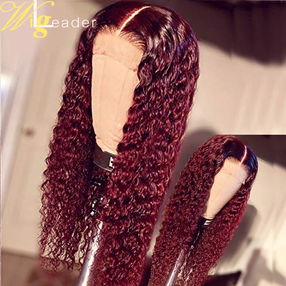 Wigleader красные вьющиеся человеческие волосы Remy кружевные передние парики preprucked 180%