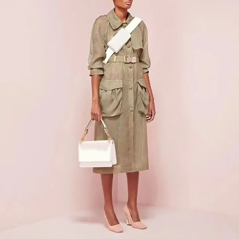

Elegant Plaid Jacket For Women Lapel Half Sleeve Button With Sashes Big Size Coat Female Fashion Summer New 45