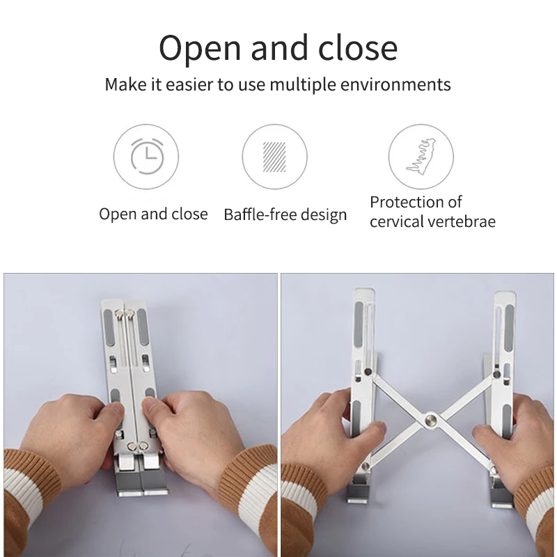 Laptop Stand Portable 6 Heights Adjustable Aluminum Desktop Ventilated Cooling Holder Folding Ultra for MacBook up to 15.6 inch Laptop Stand Portable 6 Heights Adjustable Aluminum Desktop Ventilated Cooling Holder Folding Ultra for MacBook up to 15.6 inch