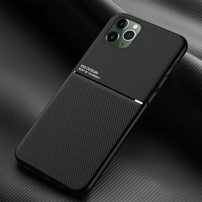 Матовый кожаный чехол с текстурой для iPhone 11 Pro Max из ТПУ магнитным держателем iphone XS