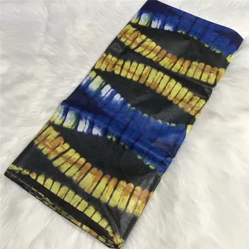 

Latest Plaid Tie-dye Basin Riche Fabric 5 Yards Polyester embossing Bazin Riche Senegal Guinea Brocade Fabric for Party Clothes