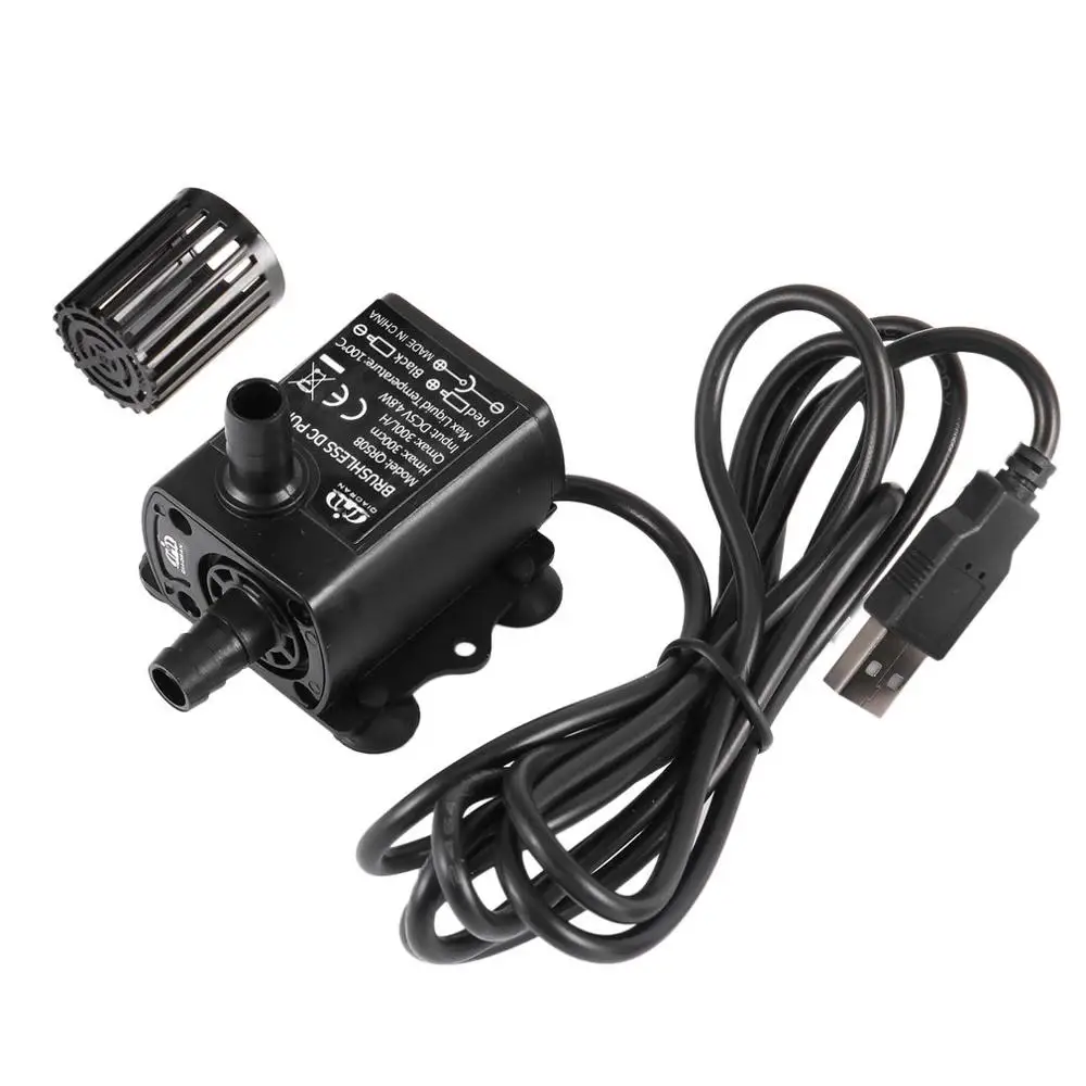 Water Pump Mini 5V 4.8W Ultra-stille Borstelloze Waterdichte Dompelpompen Fontein Aquarium Circulerende 300L/H Lift usb