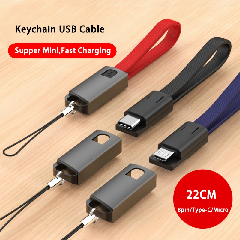 2.4A портативный брелок для ключей USB кабель для быстрой зарядки для iPhone XS MAX XR Micro usb type C зарядный провод для Samsung Xiaomi HUAWEI