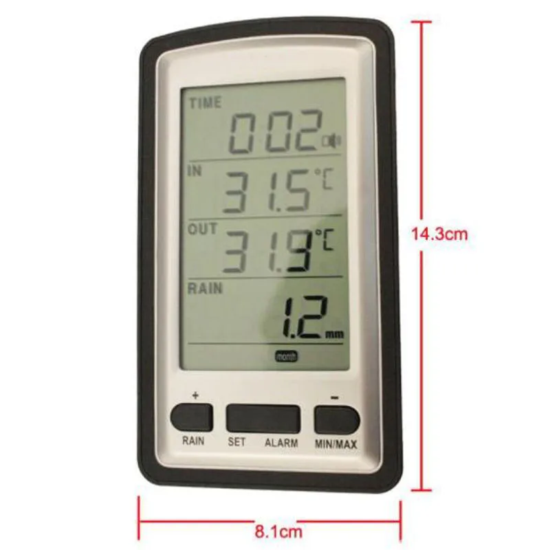 WH-0531 Digital Wireless Rain Gauge Measurement Tool Alarm Clock Weather Station Instrument Outdoor Indoor Temperature Recorder