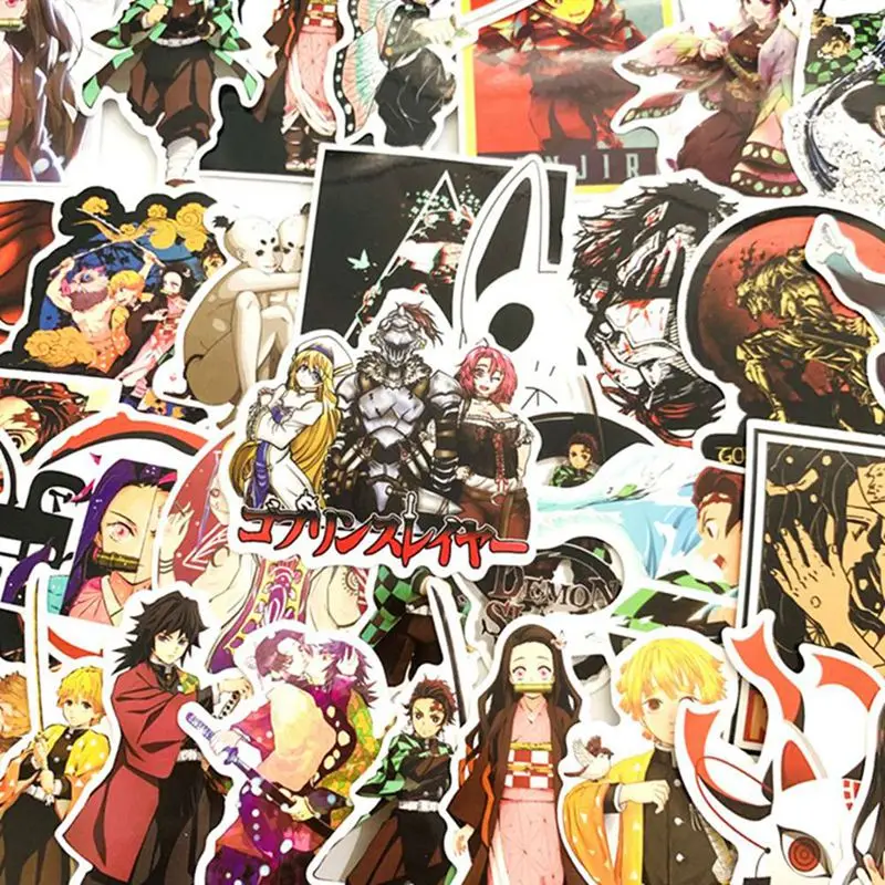 

1 Set Demon Slayer: Kimetsu No Yaiba Anime Sticker Stickers PVC Graffiti Stickers Suitcase Luggage Guitar For Children Toys