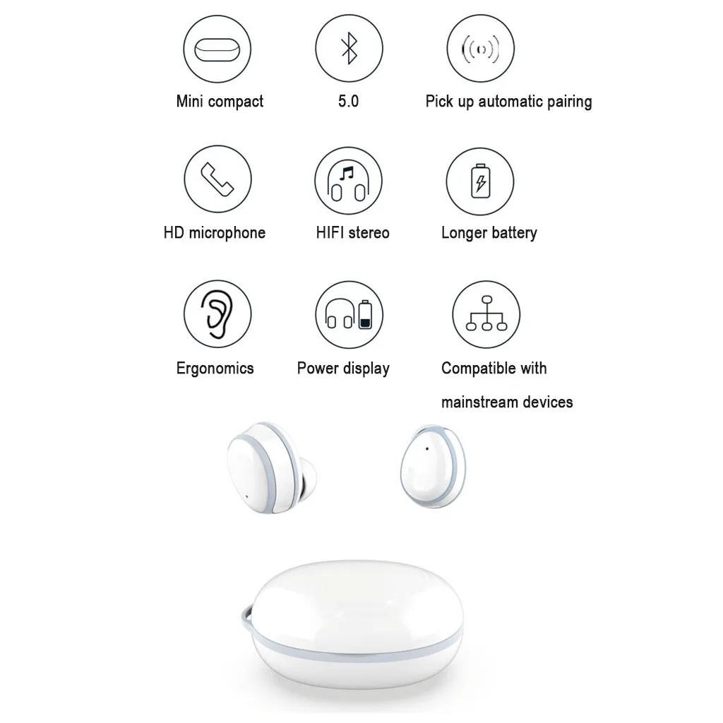 Bluetooth 5,0 наушники беспроводные наушники стерео Спортивные Беспроводные наушники гарнитура с микрофоном зарядная коробка для iPhone Xiaomi huawei# G1