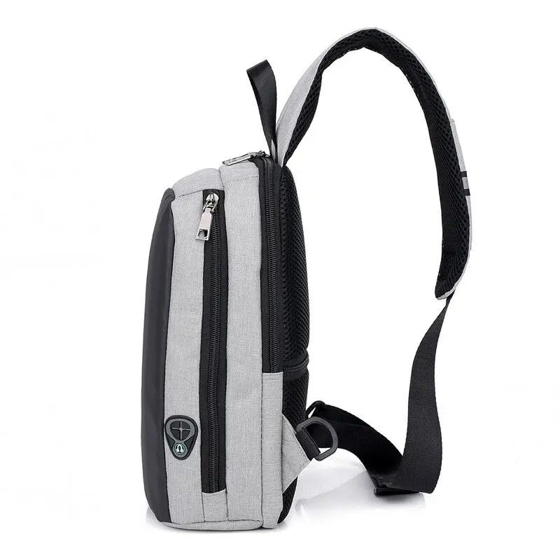 Men's Shoulder Crossbody Bags USB Charging Chest Pack Casual Man Messenger Bags