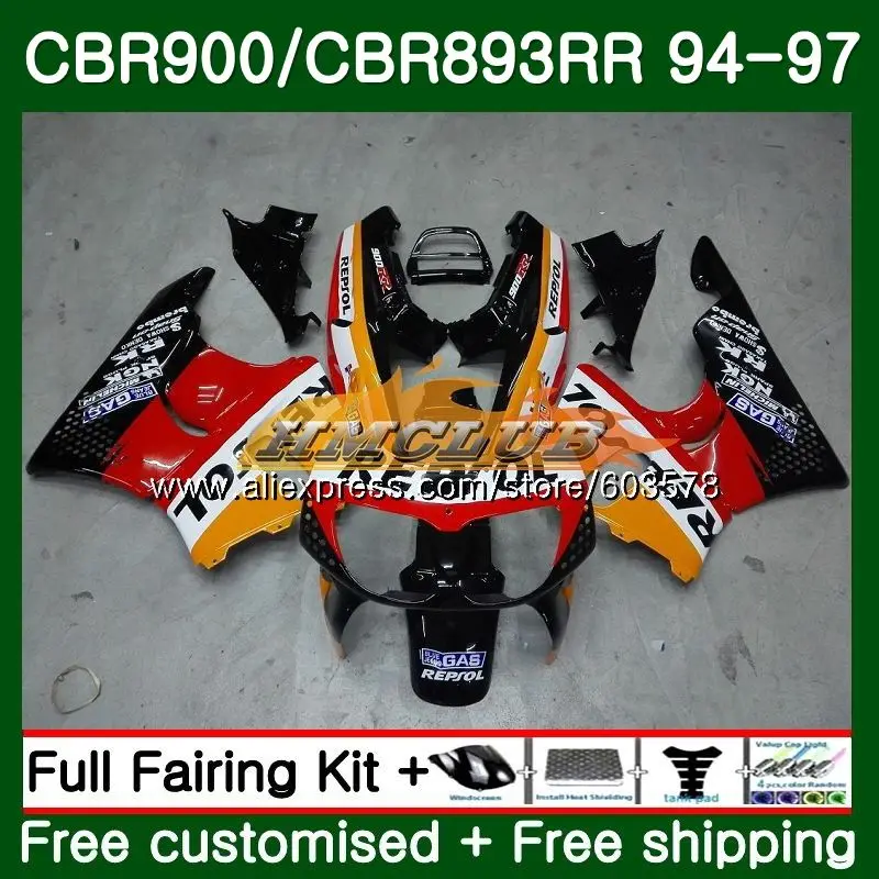 Средства ухода за кожей для HONDA CBR 893RR CBR900RR 1994 1995 1996 1997 93CL. 64 CBR 893 CBR900 CBR893 RR CBR893RR 94 95 96 97 обтекатель Repsol красный