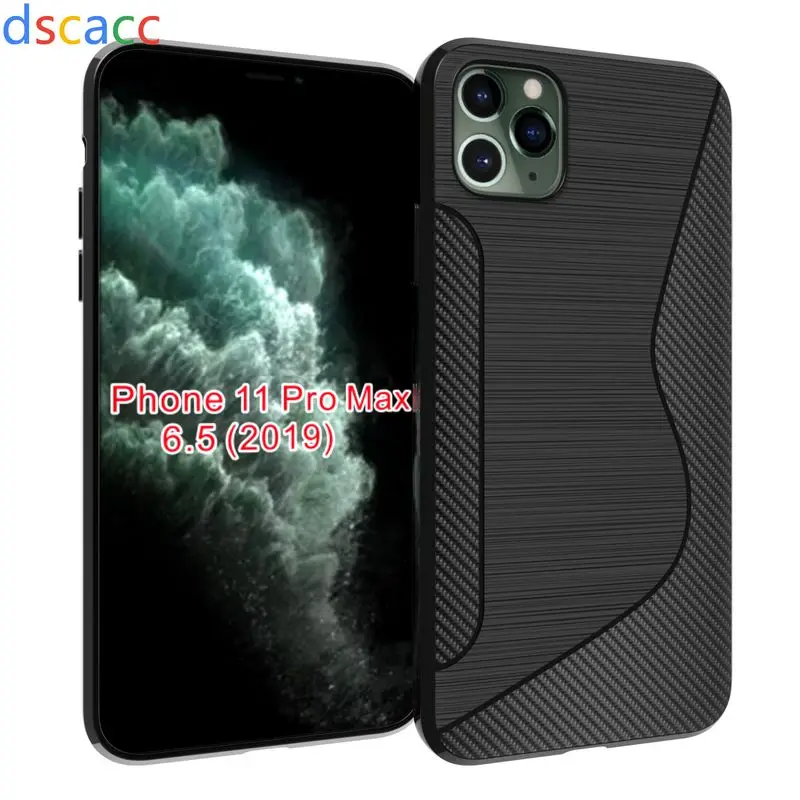 Черный DSCACC S line TPU чехол мягкий чехол для iPhone 11 6,1 11PRO 5,8 11 PRO MAX 6,5 задняя крышка для XS XR XS Max 8 7 6 6S 5 Plus 200 шт - Цвет: Черный