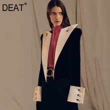 DEAT осенний и зимний отложной воротник крутые расклешенные рукава Высокая талия довольно Открытый Сексуальный одиночный Блейзер WJ53901L