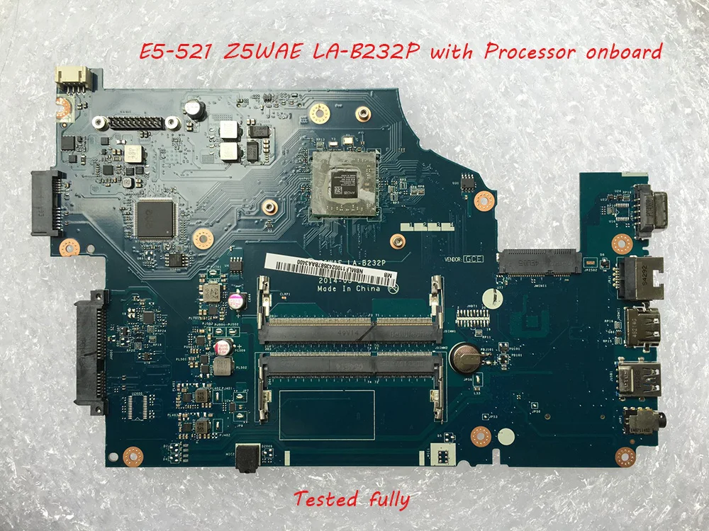 

NBMLF11002 LA-B232P For Acer Aspire E5-521 Laptop Motherboard DDR3 With E2-6110 Processor 100% Tested Fast Ship