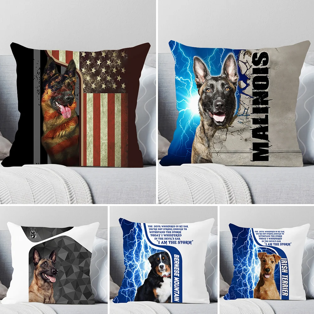 

Soft Plush Mini German Shepherd Pillow Case for Home Sofa Car Decor Cute Pet Animal Dog Cushion Cover Printed Pillowcase