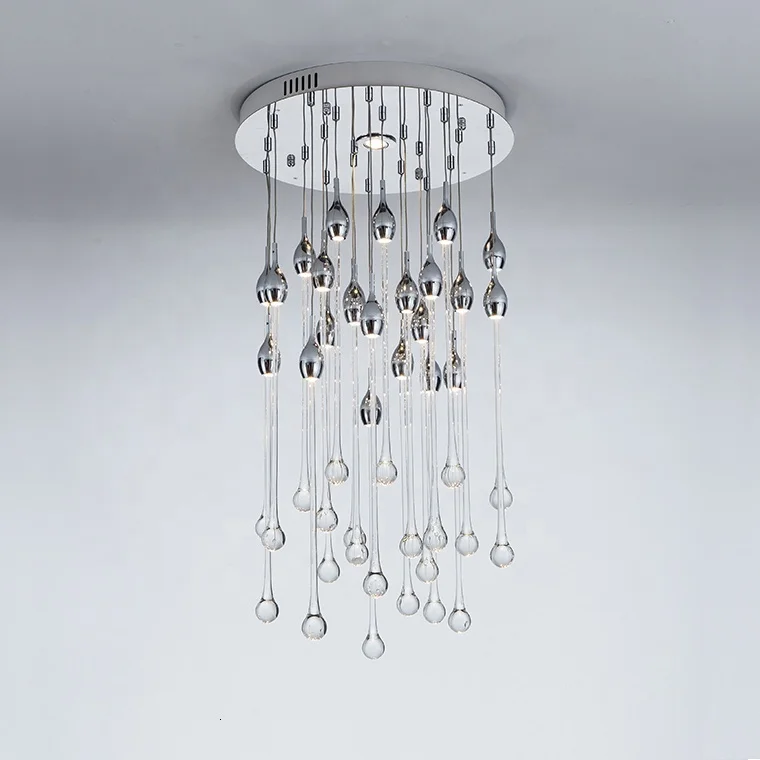 

Newest Hot-sale Crystal Long Droplet Chandelier Fancy Contemporary Chandelier Light Lobby Project Lights Decorated Pendant Light