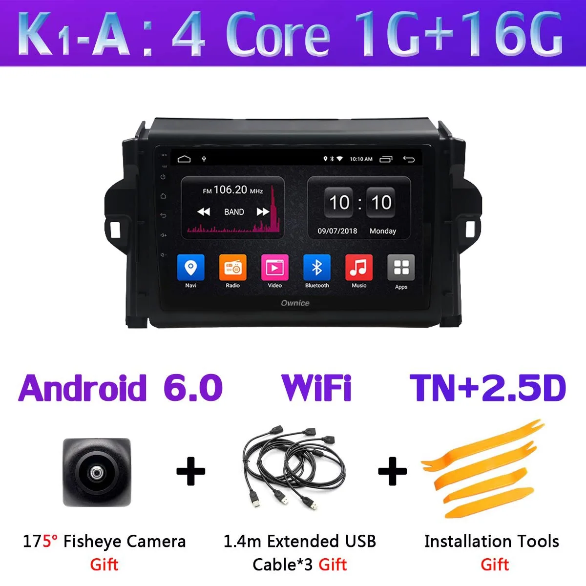 K1-A Панорамная камера на 360 ° Android 9,0 4G+ 64G SPDIF DSP CarPlay Автомобильный плеер для Toyota Fortuner gps радио головное устройство - Цвет: K1-A
