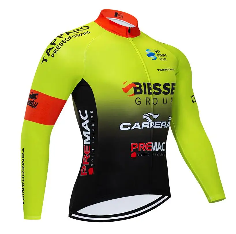 Мужские майки BIESSE для велоспорта с длинным рукавом, рубашки для велоспорта, зимняя флисовая одежда для велоспорта, одежда для горного велосипеда - Цвет: Красный