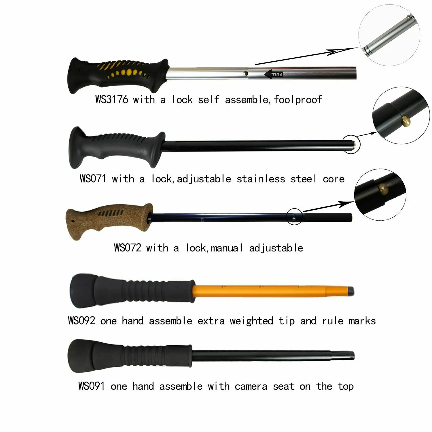 Fold-able Wading Staff Water Depth Safety Warning Coated Adjustable Stainless