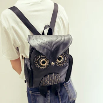 

Black Owl Backpack Women Leather School Bags Cute Fashion Shoulder Satchel Mini Personality Teenagers Backpacks Mochila Bolsas