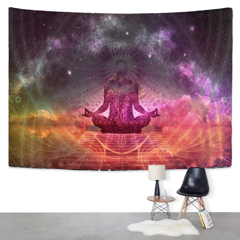 

Indian Buddha Statue Meditation Tapestry Wall Hanging Mandala Tapestries Wall Cloth Psychedelic Yoga Carpet Boho Decor
