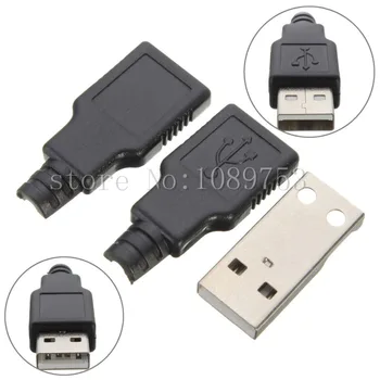

100PCS Type A Male USB 4 Pin Plug Socket Connector&Plastic Cover