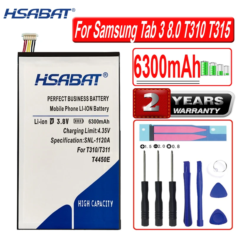 Сменные батареи HSABAT T4450E 6300 мАч для Samsung GALAXY Tab 3 8 0 T310 T315 T311 SM-T310 E0396 E0288 | Мобильные