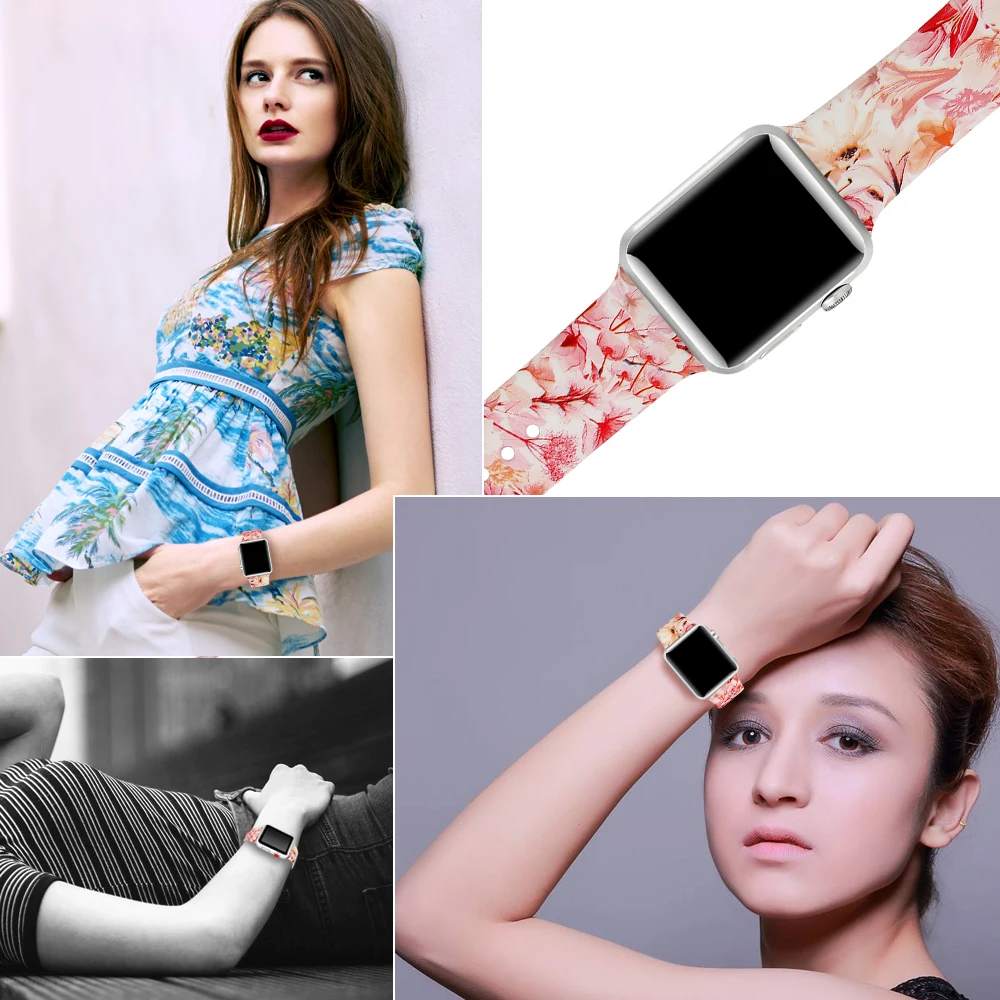 Joyozy с разноцветным рисунком спортивный для наручных часов Apple Watch ремешок 38 мм/40