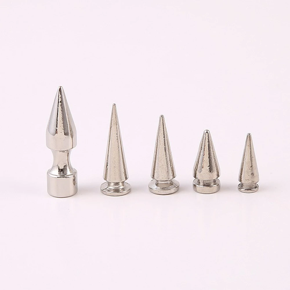 100 Pcs 7X10Mm Colorful Cone Studs And Spikes Diy Craft Cool Punk Garment Rivets For Clothes Bag Shoes Leather Diy Handcraft