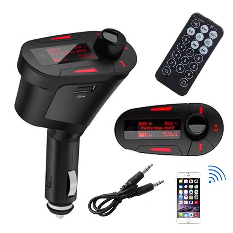Автомобильный комплект mp3-плеер аудио FM передатчик беспроводной USB SD карта Aux в двойной выход handsfree Kit 5 в ABS# RJ1