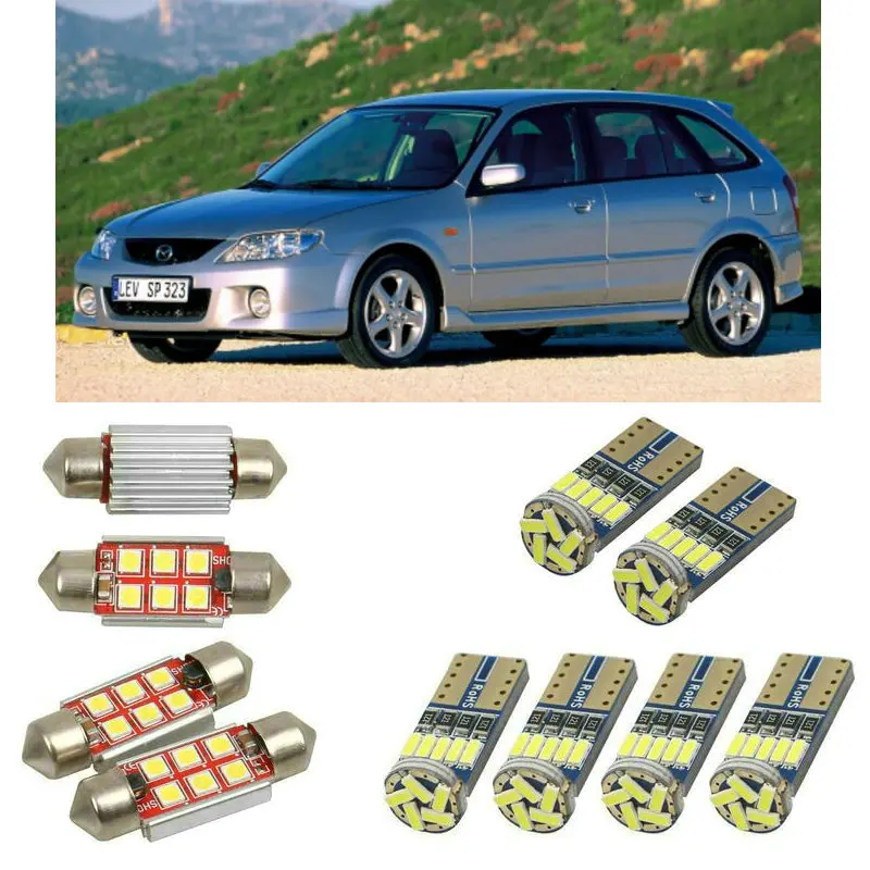 Interior led Car lights For Mazda 323 fp mk6 bj hatchback 323 s mk6 bj sedan bulbs for cars License Plate Light 8pc