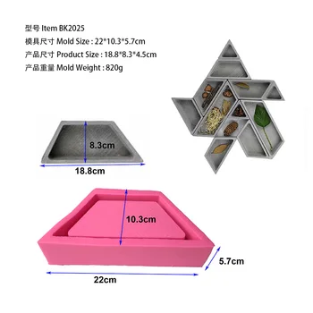 

BK2025 Trapezoid Triangle Concrete Mold Creative Nordic Flower Holder Combination Cement Flower Pot Mold