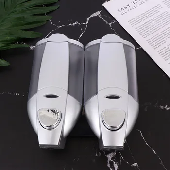 

1pc 2x350ml Liquid Soap Dispenser Double Heads 2-in-1 Wall Mount Manual Press Shampoo Shower Gel Lotion Container (Matte)