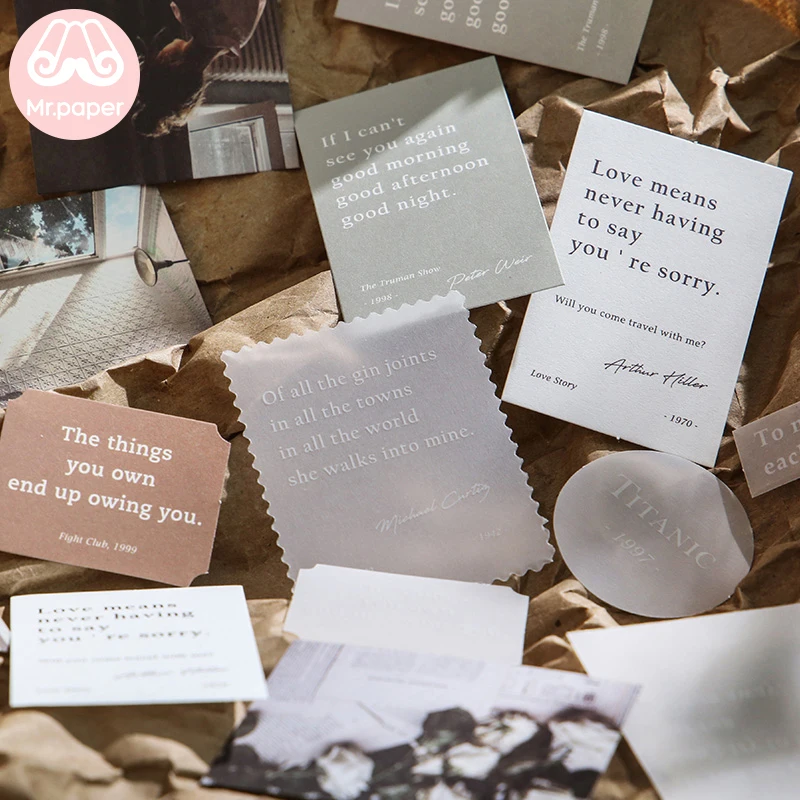 Mr.paper 30pcs/lot Instagram Style Butter Paper Kraft Card Scrapbooking Material Paper Fresh Words LOMO Cards