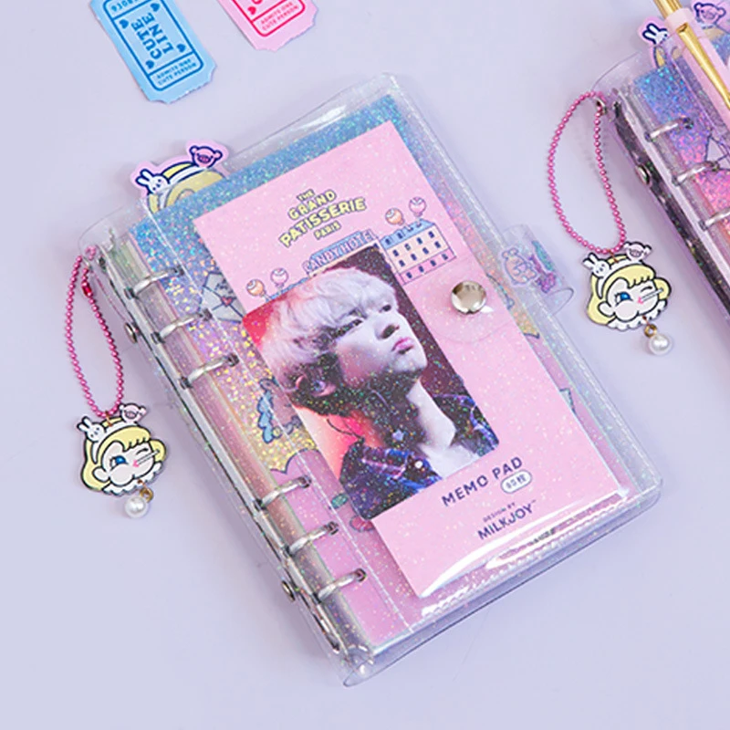 A6 Binder тетрадь дневник на спирали прозрачный Блокнот корейский 6 колец девушка