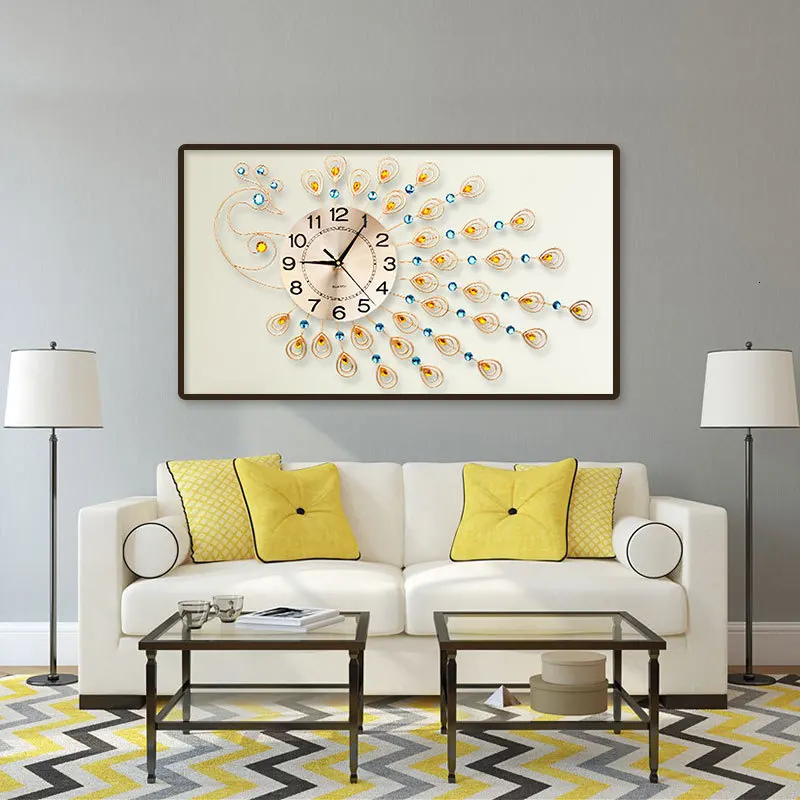 Дрель крест часы с вышивкой и дрель гостиной Павлин картины в спальню лаконичные
