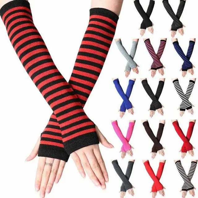 1 Pair Of Soft Elastic Wrist Knitted Fingerless Half-finger Wrist Sleeves Warm Arm Knitted Gloves Women Winter Long Fingerless G