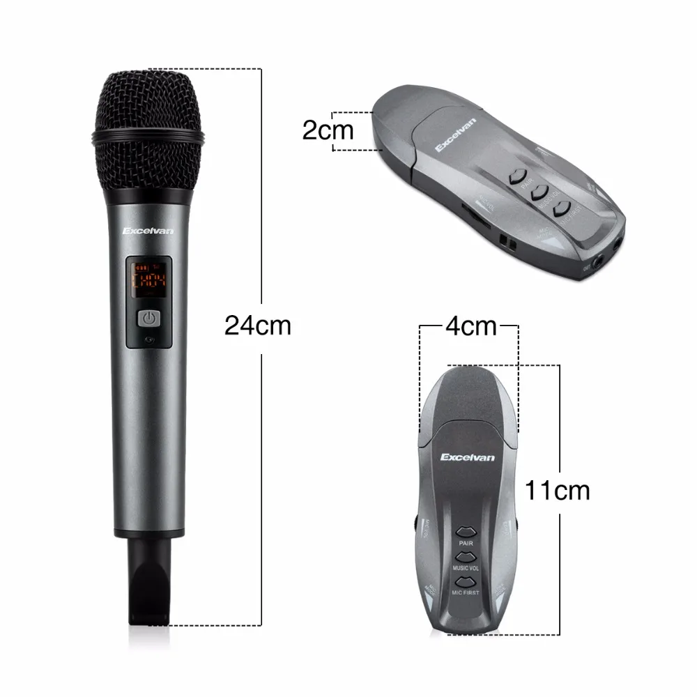 Excelvan K18V профессиональный Bluetooth беспроводной микрофон поддерживается зарядка через usb с рецептором для бара KTV Вечерние