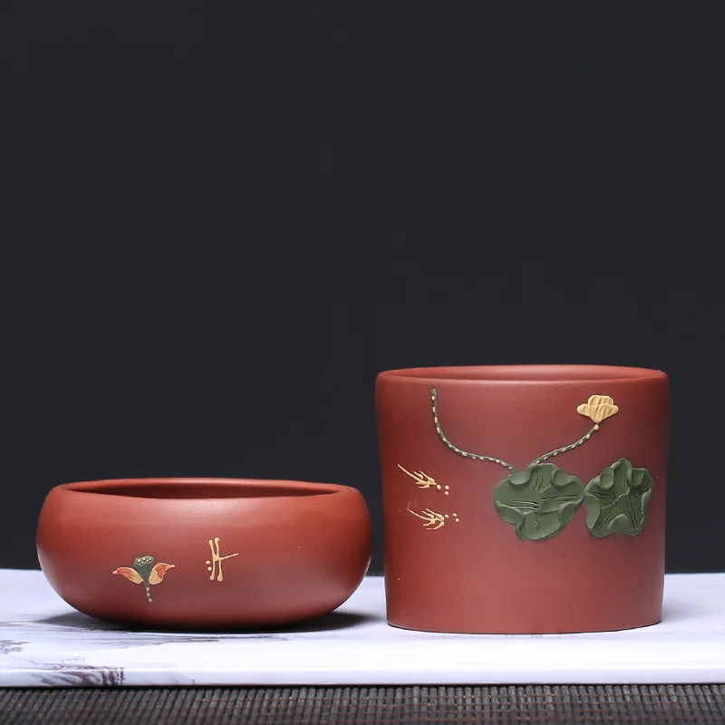 Yixing глиняный ситечко для чая, аксессуары для церемоний, необработанная руда красный мармелад, бутиковый ситечко для чая с листьями лотоса, бионический ситечко для чая Ma