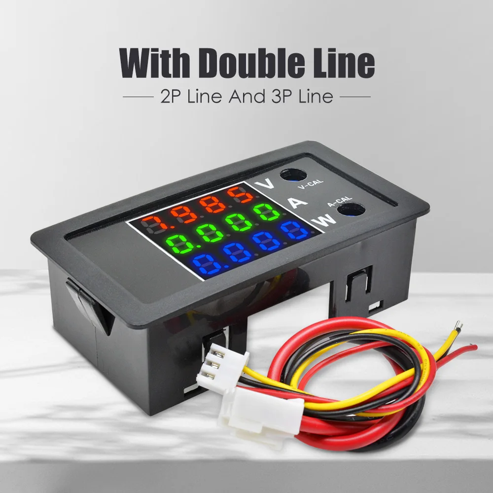 DC 0-100V 10A 1000W цифровой светодиодный Вольтметр Амперметр ваттметр Напряжение ток Питание энергии метр тестер с ЖК-экраном звуковой сигнал тревоги монитор