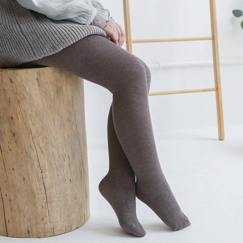 

3-12 yrs Girls Solid Color Fleece Lining Pantyhose Kids Stockings Winter Tight Trousers