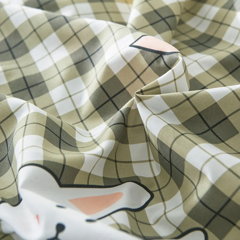 Комплект постельного белья в клетку с изображением кролика пододеяльник