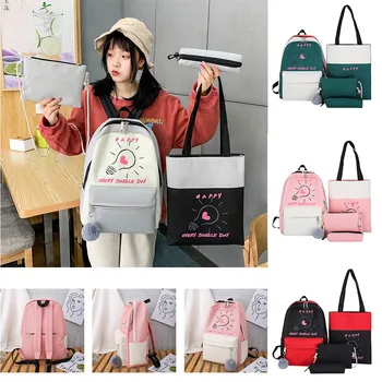 

Classic Canvas Women's Street Backpack Large Capacity Zip Pocket Backpack рюкзак женский