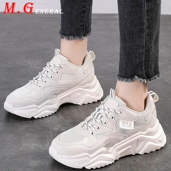 

Platform Sneakers Women's Sport Shoes Air Mesh Sports Shoes for Women Breathable Lace Up Non-slip Running Shoe Increase 5 Cm Q33