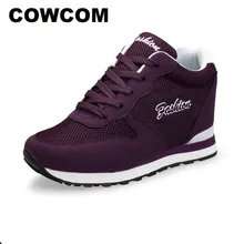 Cowcom女性の靴スニーカー増加独身女性の靴高トップスニーカー靴女性女性ウェッジシューズCYL 101