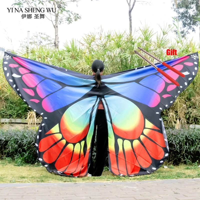 New Bellydance Butterfly Wings For Kids Adults Belly Dance Costume Accessory Colorful Monarch With Sticks | Тематическая одежда и