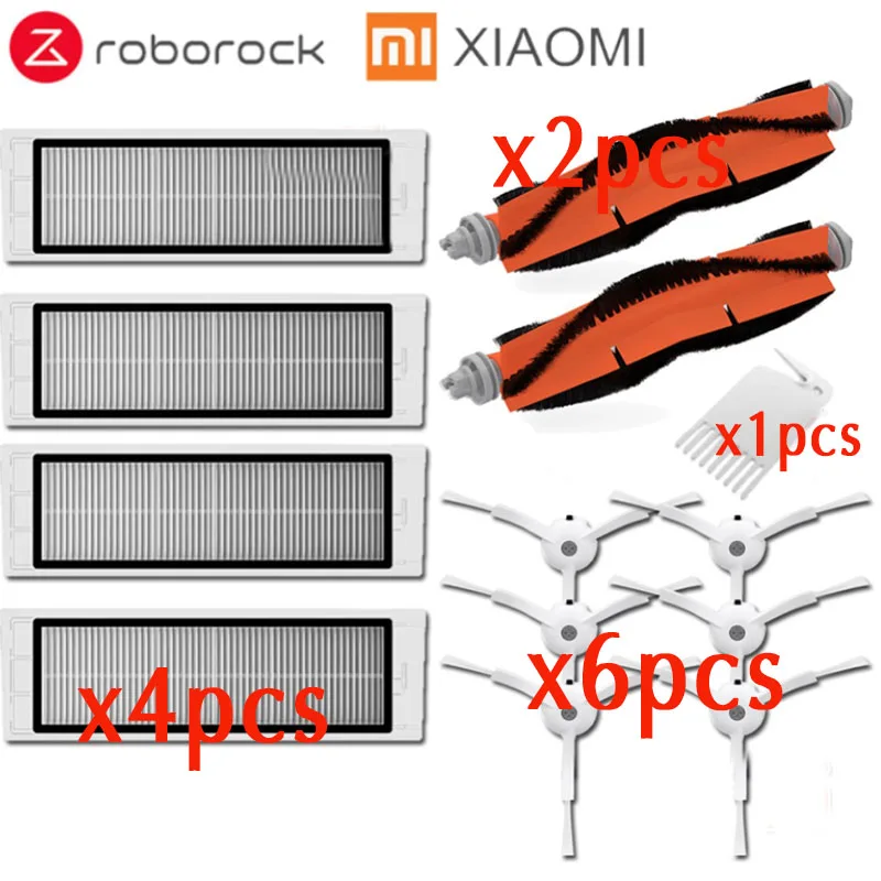 13pcs-set Mopping Cloth Hepa filter Side Brush Roll Brush Suitable for Xiaomi Roborock Robot S50 S51 Vacuum Cleaner Spare Parts Kits - Цвет: 13pcs-set