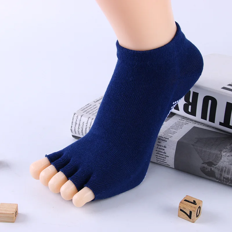 sock18 Носки для йоги с пятью пальцами, 33 цвета Нескользящие хлопковые носки для тренировок с открытой спиной одноцветные спортивные носки для велоспорта с открытым носком - Цвет: sock18