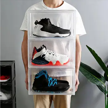 

Dustproof Shoes Box Transparent Shoes Storage Box Portable Sturdy Shoes Container for Home Store Use - Magnetic