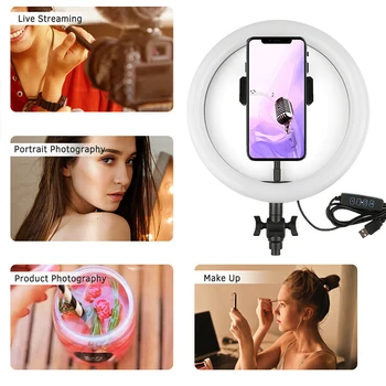 

10 Inch LED Ring Light Tricolor Flashes Fill Light For Selfie Makeup Photography Video Live Stream Lamp Recording Video Lights