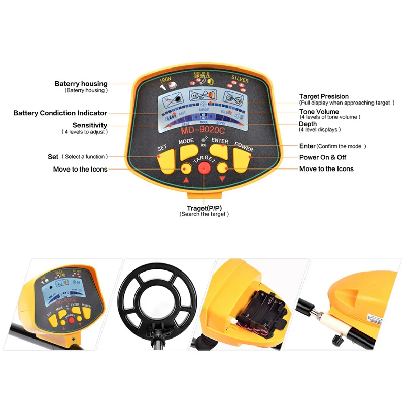 Hot Underground Metal Detector MD9020C Metal-Detector High Sensitivity LCD Display Treasure Gold Hunter Finder Scanner