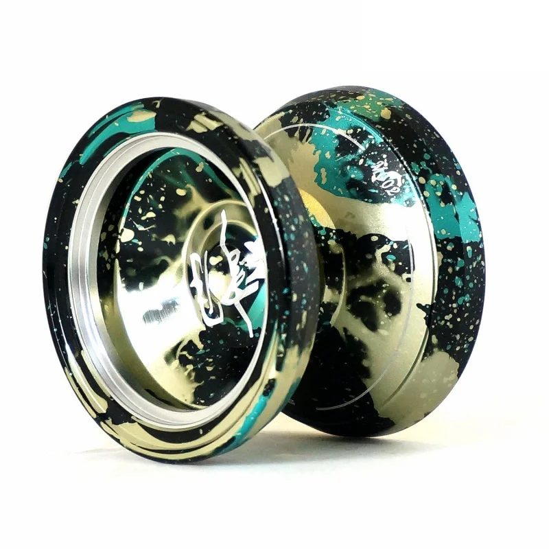 

HHO-MAGIC YOYO style M002 Acid Wash Color Anodized Surface and Stainless Center Bearing Black+Green+Yellow